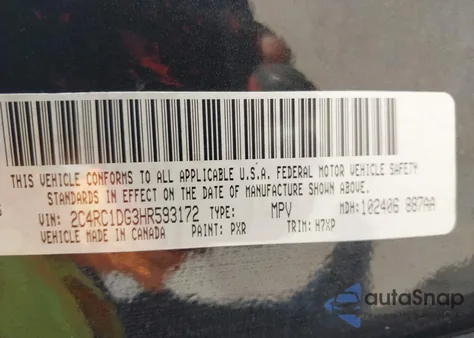 2017 Chrysler Pacifica Touring from USA, damaged, VIN 2C4RC1DG3HR593172